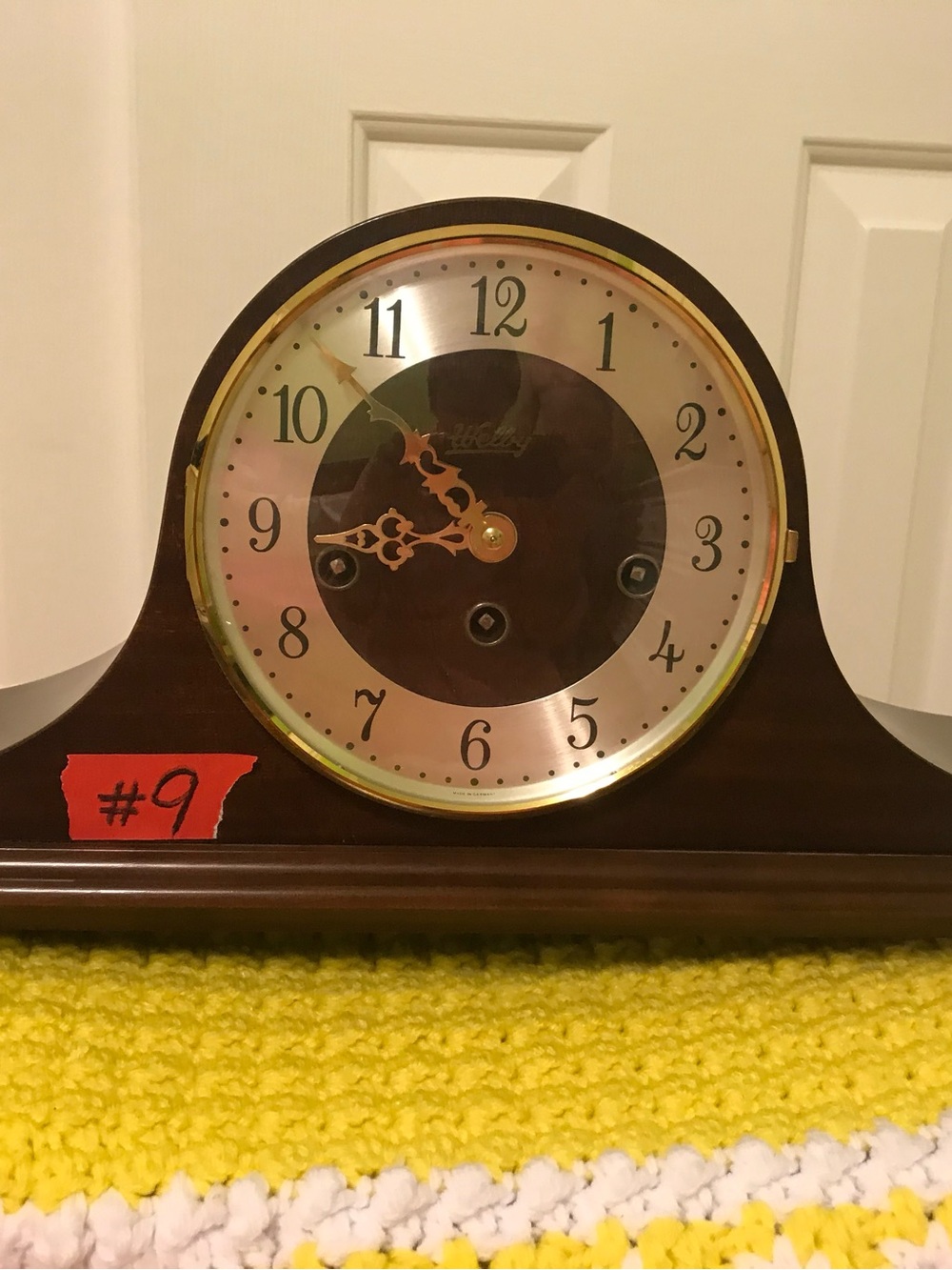 Classic Mantel Clock in Dark Brown and Gold
